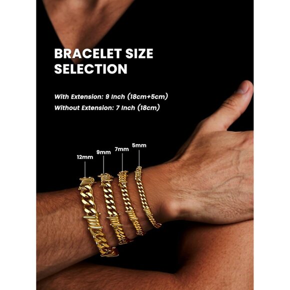 Gold Unisex Barbed Wire Bracelet Punk Gothic 7/9mm Cuban Stainless Steel Chain - Picture 6 of 9